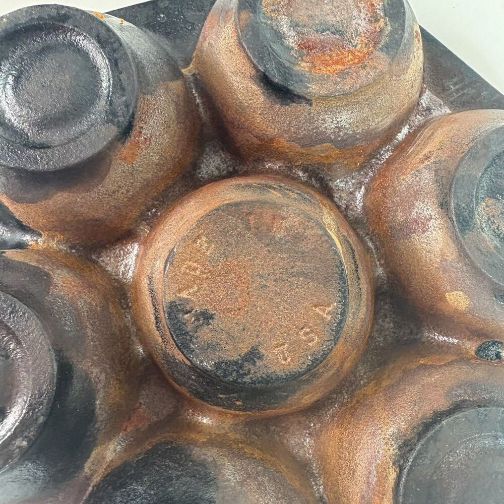 Vintage Aebleskiber Cast Iron Pan, 8” Pan With 7 2” Holes Danish Pancake Pan - Picture 5 of 9